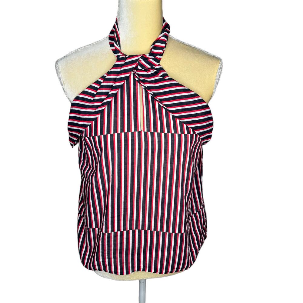 W by WORTH Red Stripe Sleeveless Top Blouse Size 2